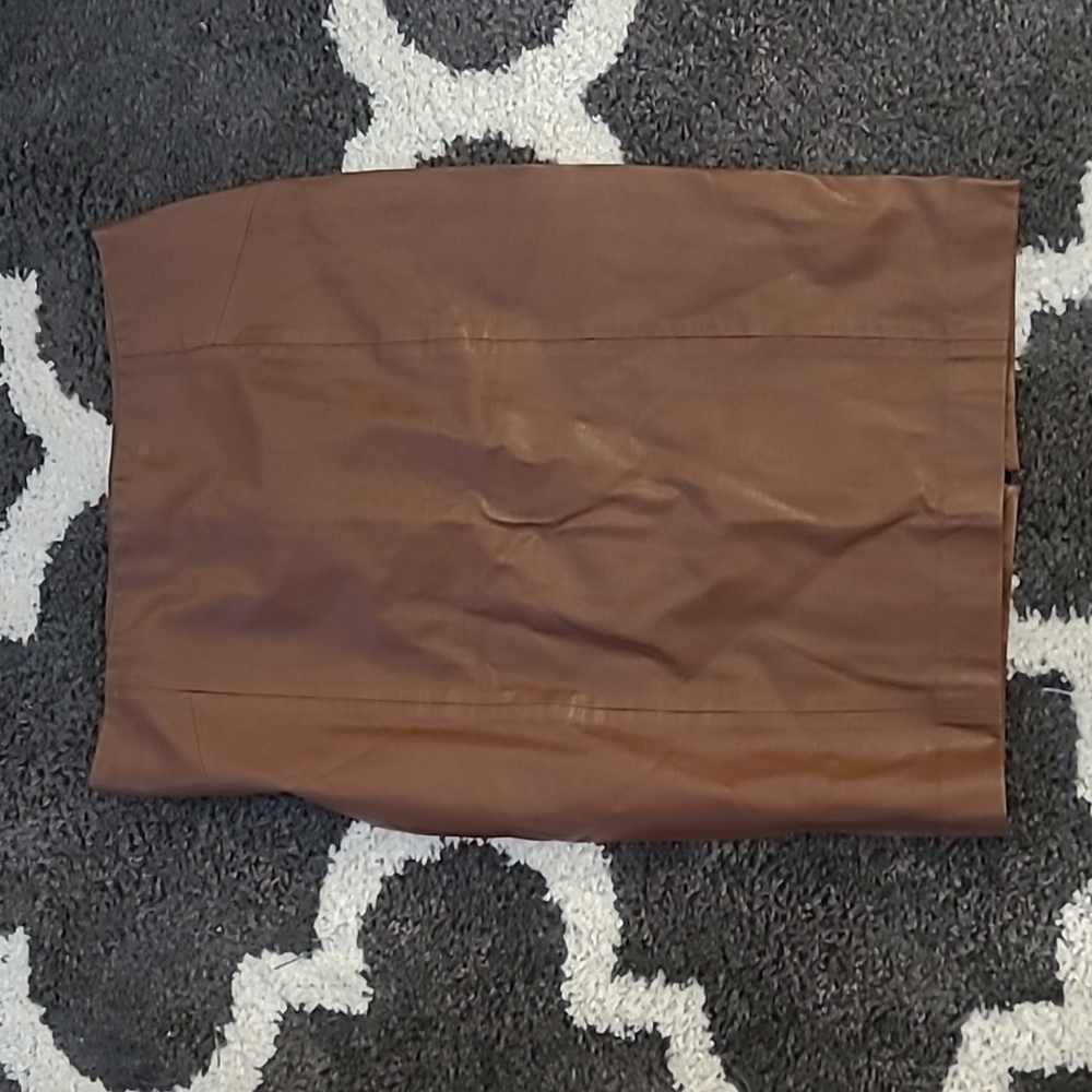 Zara brown faux leather Zara Basic sz large pencil skirt